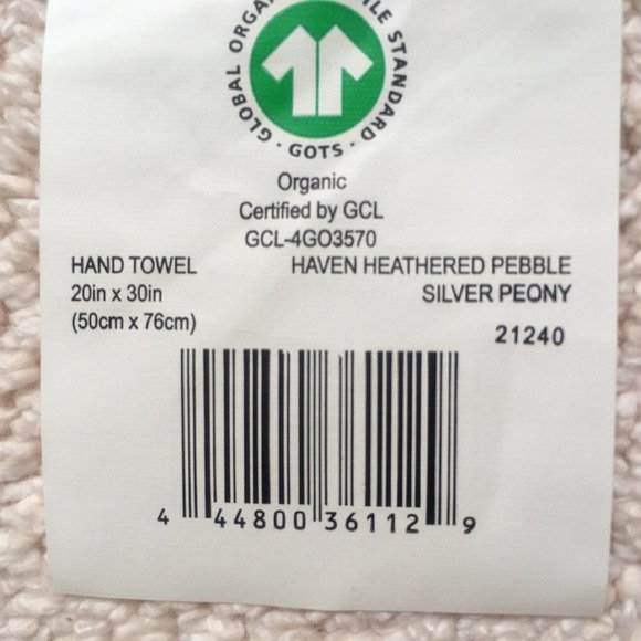 3 new Haven Heathered Pebble 100% Organic Cotton HAND TOWELS - Silver Peony Pink - Picture 6 of 6